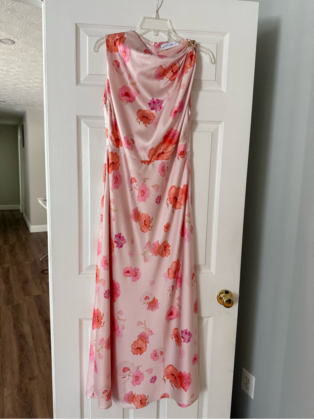 Petal & Pup Blush Pink Floral Satin Maxi Dress
